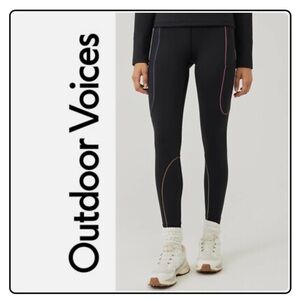 NWT Outdoor Voices 7/8 Frostknit Leggings w/ Reflective Rainbow Accents Sz Med